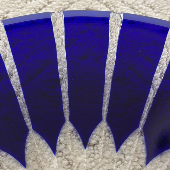 Ajka Crystal, Hungary, 12" Castille Blue serving plate  24% Pb0 - Picture 5 of 8